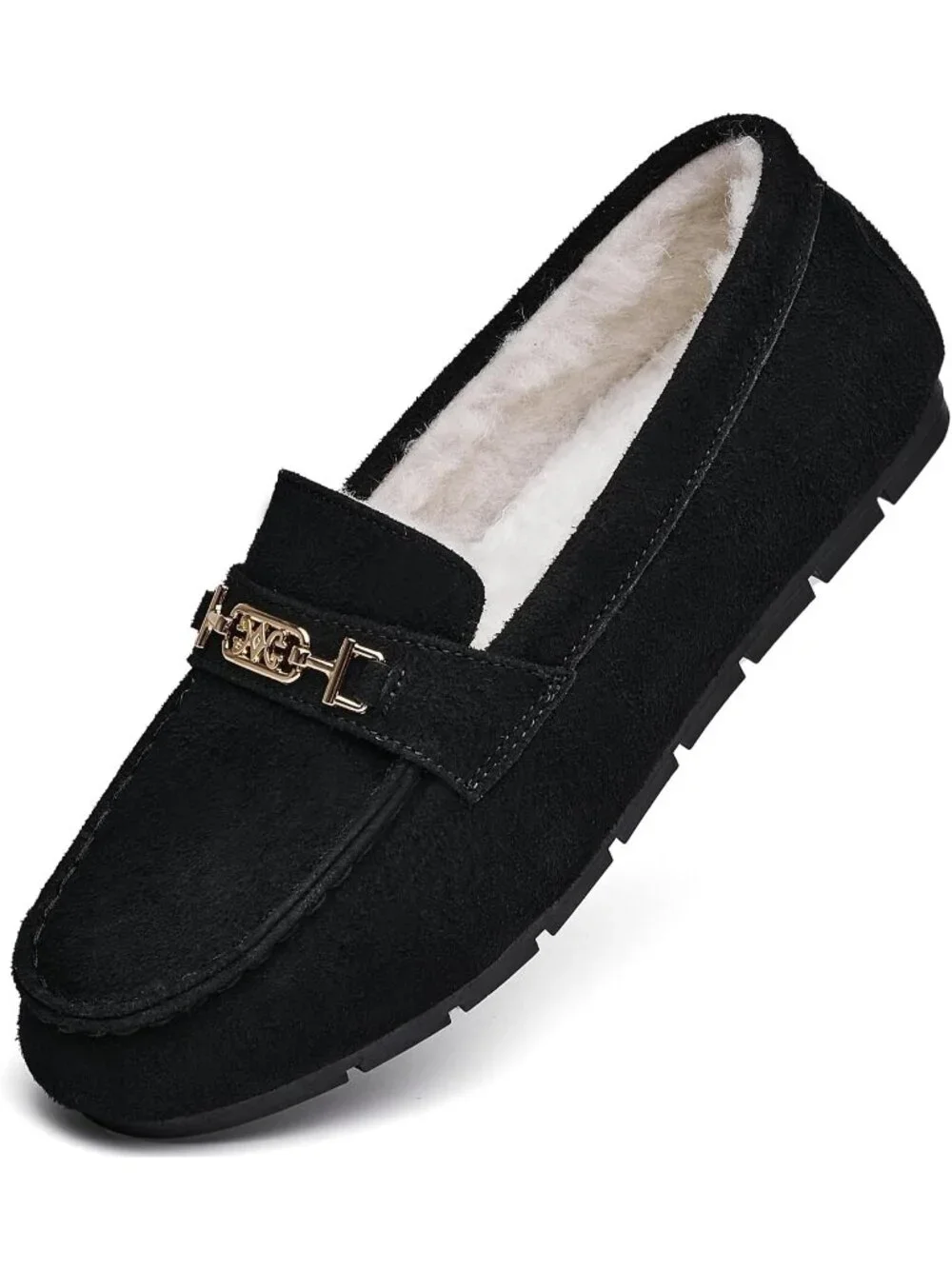 Women's Black Comfort Walking Pull On Leisure Slip On Work Loafer Flat Shoes